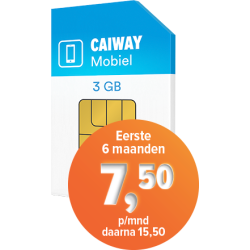 Caiway Mobiel 3 GB + 120 min + 25 sms - 2jr - Eerste 6 maanden 7,50 p/mnd