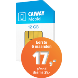 Caiway Mobiel 12 GB + onbeperkt bellen + 100 sms - 2jr - Eerste 6 maanden 17,- p/mnd