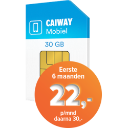 Caiway Mobiel 30 GB + onbeperkt bellen + 100 sms - 2jr - Eerste 6 maanden 22,- p/mnd